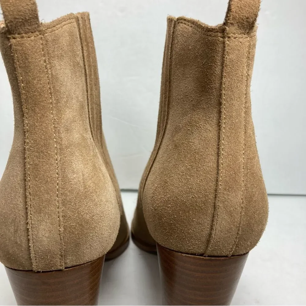 Marc Fisher Maree Suede Booties 9 Tan Ankle Western Block Heel Boots